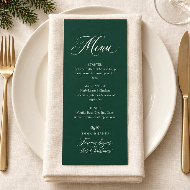 Menú de Boda de Navidad con Letra Elegante Verde B (Subido por el creador)
