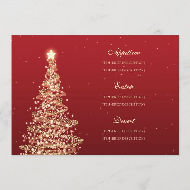 Menú de boda de Navidad elegante rojo oro (Anverso)