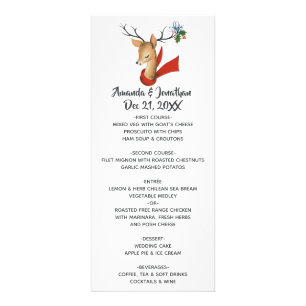 Menú de boda de Navidad Reno ciervo vintage retro