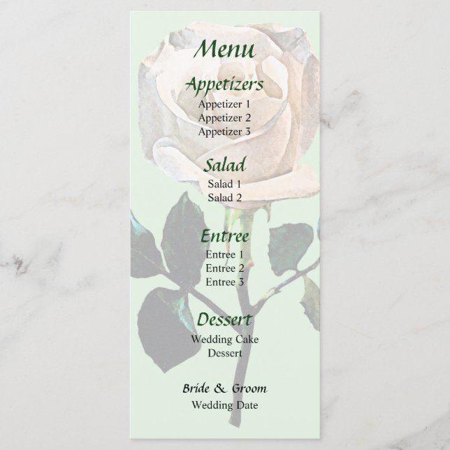 Menú de Boda de Orquídea Rosa Blanca Delicada (Anverso)