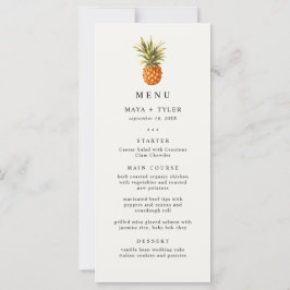 Menú de boda de patrón de piña tropical de verano