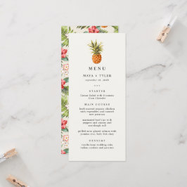 Menú de boda de patrón de piña tropical de verano