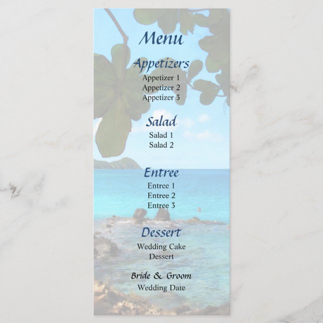 Menú de Boda de Peaceful Beach St. Thomas (Anverso)
