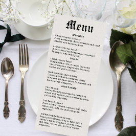 Menú de Boda de Periódico Nostálgico