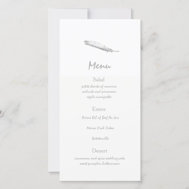 Menú de Boda de Pluma (Anverso)