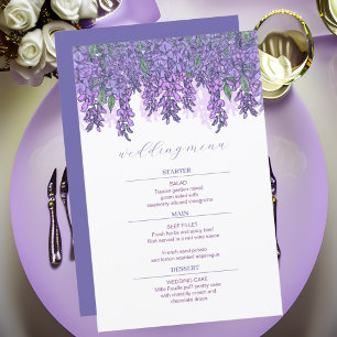 Menú de Boda de Romance de Jardín de Glicinia Púrp