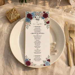 Menú de Boda de Rosas Burgundy Elegantes