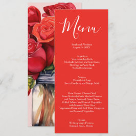 Menú de Boda de Rosas Rojas Elegantes