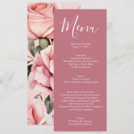 Menú de Boda de Rosas Rosa Malva y Blanco Elegante