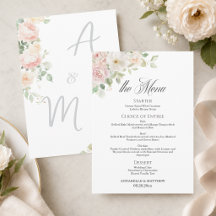 Menú de Boda de Rosas Suaves y Elegantes