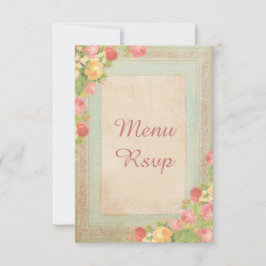 Menú de Boda de Rosas Vintage Elegante RSVP