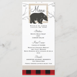 Menú de Boda de Rustic Bear & Red Plaid Woods