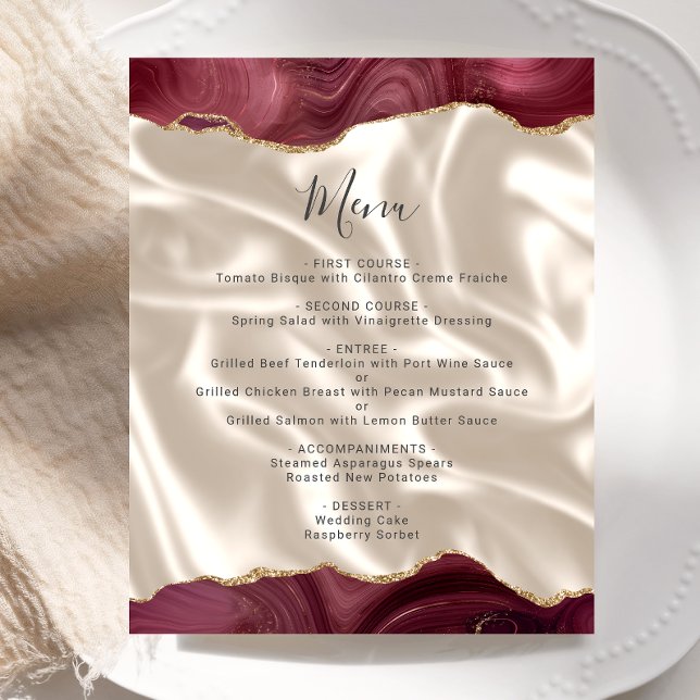 Menú de Boda de Seda de Ágata Dorada de Presupuest (Subido por el creador)