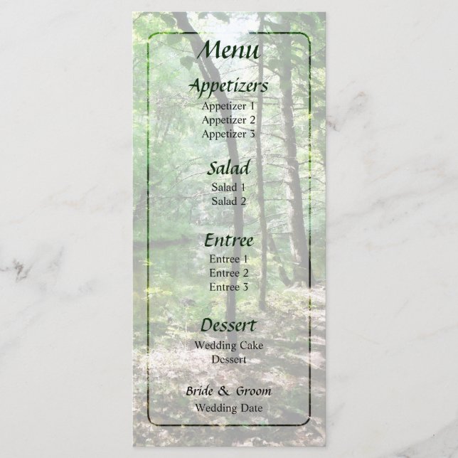 Menú de Boda de Shady Woods (Anverso)