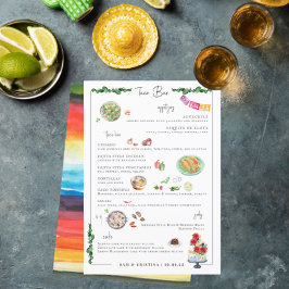 Menú de Boda de Taco Bar Personalizado Ilustrado