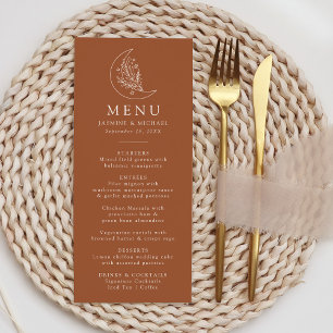 Menú de Boda de Terracota Luna y Estrellas Elegant