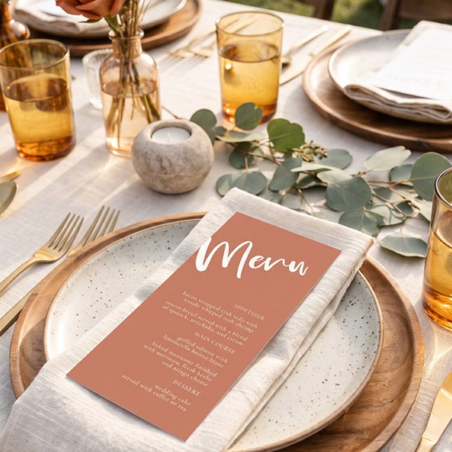 Menú de Boda de Terracota Minimalista Moderna (Subido por el creador)