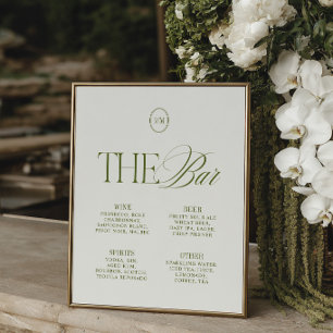 Menú de Boda de The Bar en Verde Oliva Elegante