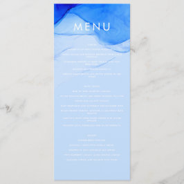 Menú de Boda de Tinta Moderna Personalizado Azul I