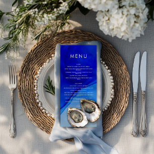 Menú de Boda de Tinta Moderna Personalizado Azul I