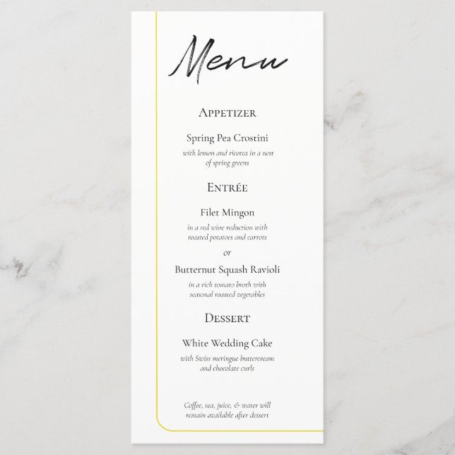 Menú de Boda de un Solo Hilo de Oro (Anverso)