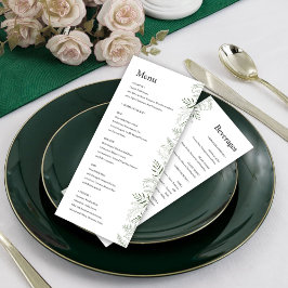 Menú de Boda de Vegetación Botánica con Bebidas