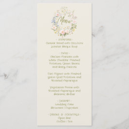 Menú de boda de verano con flores dibujadas a mano