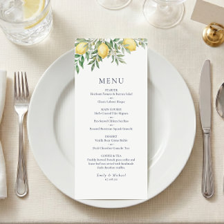 Menú de Boda de Verano de Limón Italiano Plano