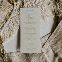 Menú de Boda de Verano Floral con Lazo Azul Dibuja