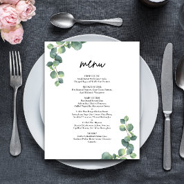 Menú de Boda de Verde Eucalipto Botánico Rústico