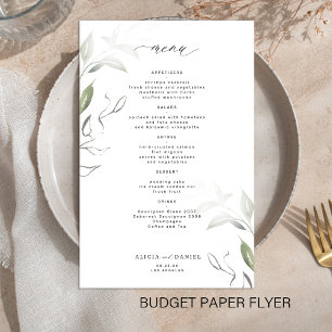 Menú de boda de verde minimalista simple y económi