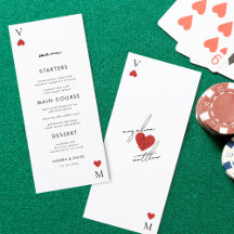 Menú de Boda del Casino Vegas con Cartas de Juego