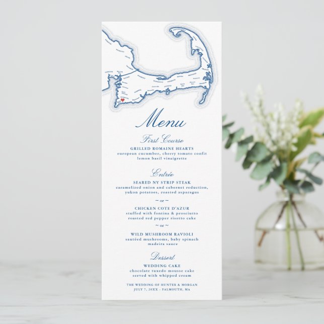 Menú de Boda del Coonamessett Inn (Anverso de pie)