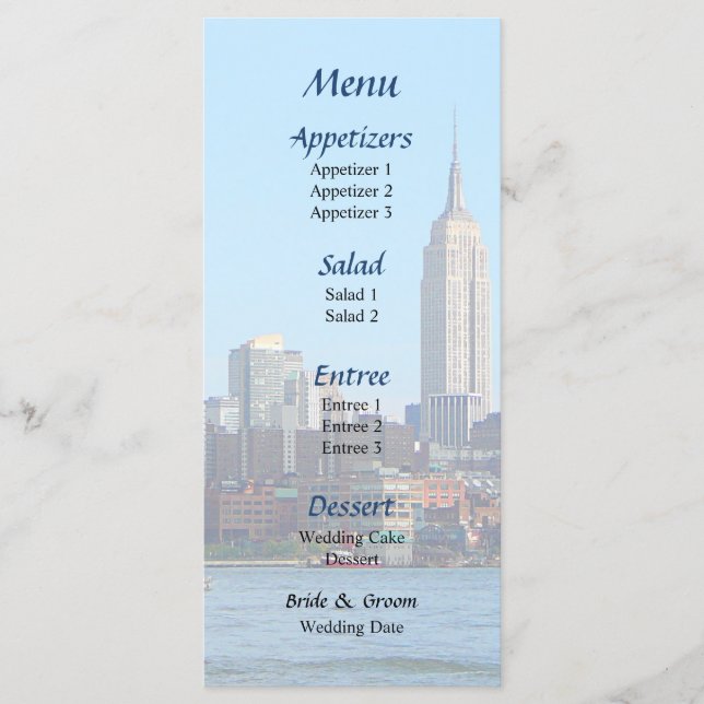 Menú de Boda del Horizonte de Manhattan visto desd (Anverso)