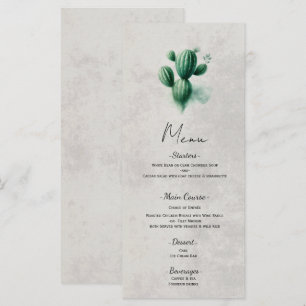 Menú de Boda del Suroeste Cactus Verde Acuarela