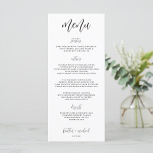 Menú de boda divertido y moderno elegante 4 x 9