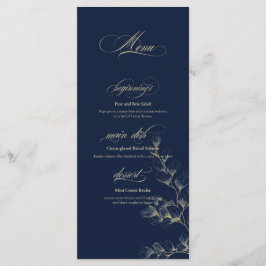 Menú de Boda Dorado y Azul Marino