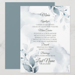 Menú de boda Dusto menú botánico Verde azulado