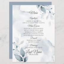 Menú de boda | Dusty Blue Botanical Menu