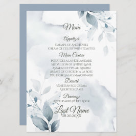 Menú de boda | Dusty Blue Botanical Menu