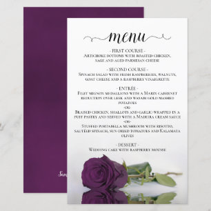 Menú de Boda Económico Elegant Plum Purple Rose
