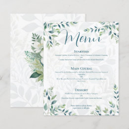 Menú de Boda Económico Verde Salvia Marfil Eucalip