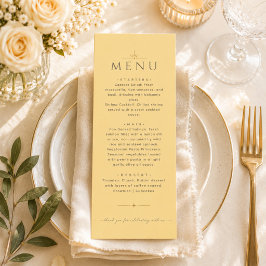 Menú de Boda Editorial Amarillo Mantequilla Modern