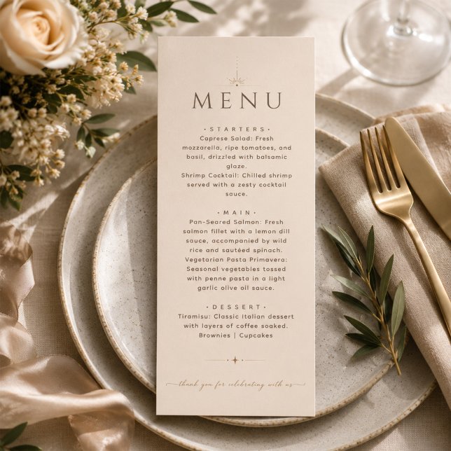 Menú de Boda Editorial Beige Champán Elegante (Subido por el creador)