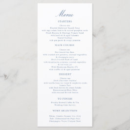 Menú de Boda Elegant Script Cisnes Toile Azules