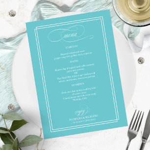 Menú de Boda Elegante Azul Purista
