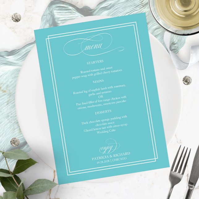 Menú de Boda Elegante Azul Purista (Subido por el creador)