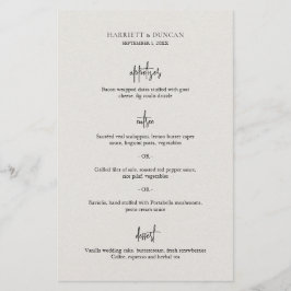 Menú de Boda Elegante Beige Neutro Atemporal