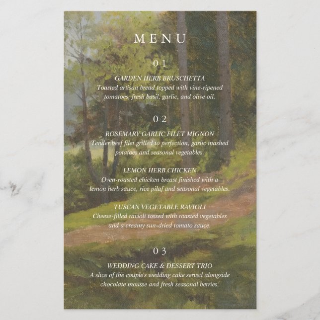 Menú de Boda Elegante Bosque Rústico (Frente)