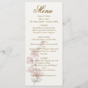 Menú de Boda Elegante Clásico con Florales Púrpura